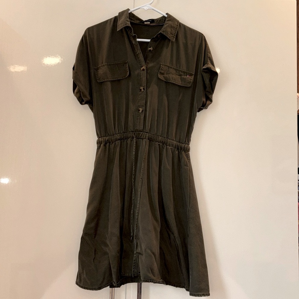 Tommy Hilfiger Olive Green Button Up Dress